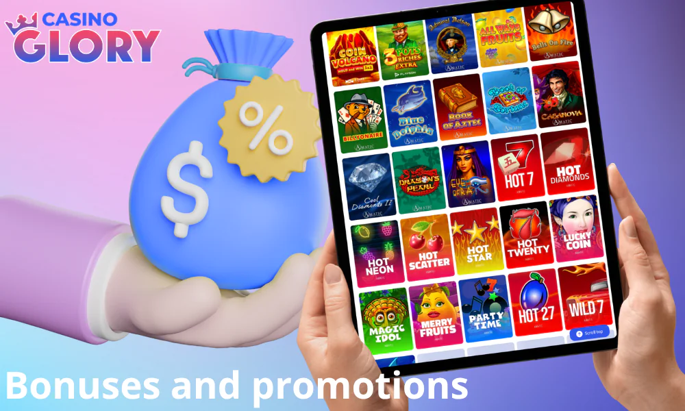 Glory Casino offers access to bonuses with slots